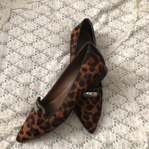 Brighton “Eve”  Leopard-Print Pointed Toe Flats - Brown & Black 9M like new